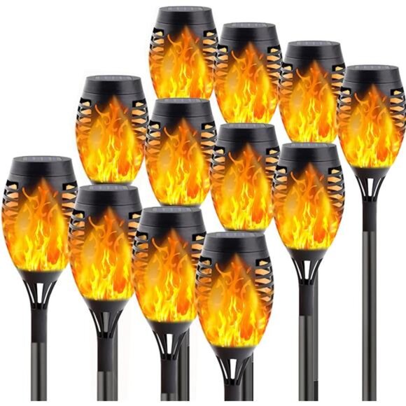 12-Pack Orange Solar Halloween Lights Outdoor for Halloween Decorations - Picture 1 of 12